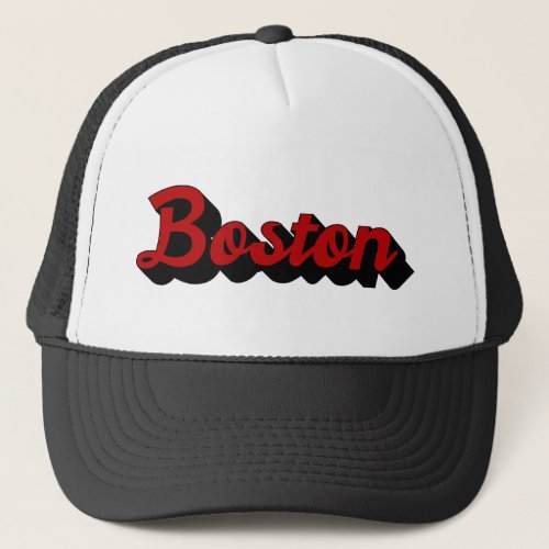 Boston Red and Black Trucker Hat