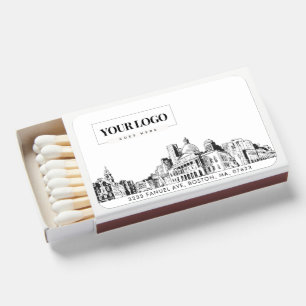 Boston Restaurant Matches Logo Bulk Set of 50