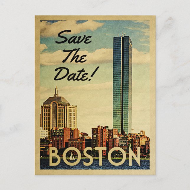 Boston Save The Date Vintage Postcards (Front)
