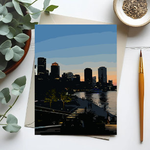 Boston Seaport Sunset City Skyline Postcard