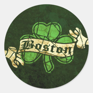 Boston Shamrock Vintage Style Classic Round Sticker
