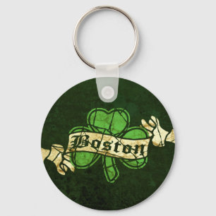 Boston Shamrock Vintage Style Keychain