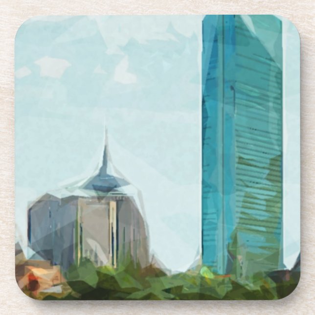 Boston Skyline Abstract Impressionism Drink Coaster (Front)