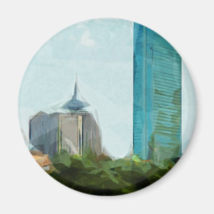 Boston Skyline Abstract Impressionism Magnet