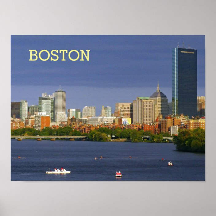 Boston Skyline And Charles River Poster Zazzle Com