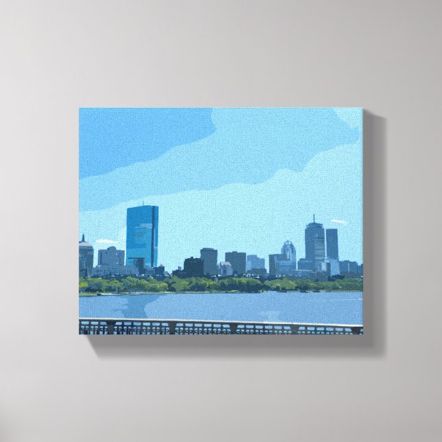 Boston Skyline Charles River Painting Canvas Print (Front)