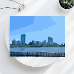 Boston Skyline Charles River Painting Postcard
