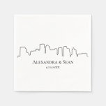 Boston Skyline City Outline Massachusetts Wedding  Napkins