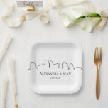 Boston Skyline City Outline Massachusetts Wedding  Paper Plates