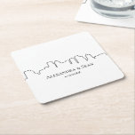 Boston Skyline City Outline Massachusetts Wedding  Square Paper Coaster