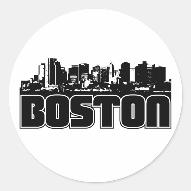 Boston Skyline Classic Round Sticker (Front)