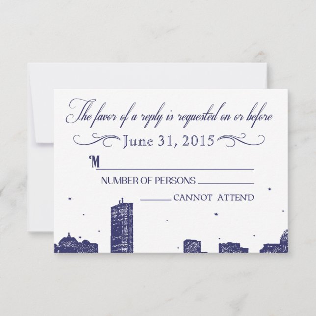 Boston Skyline Dark Blue on white RSVP (Front)