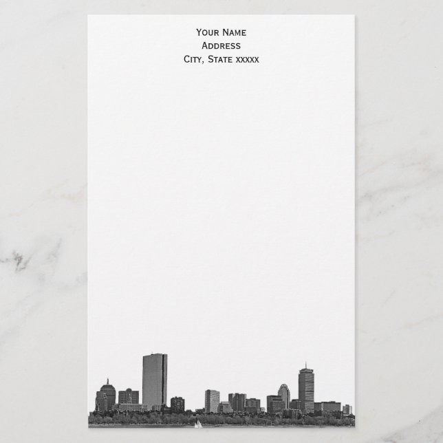 Boston Skyline Etched 01 Stationery (Front)