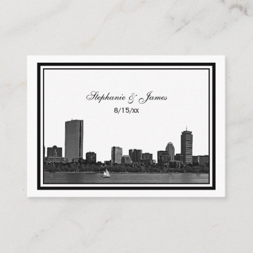Boston Skyline Etched Framed Escort Cards #2 Business Card Template