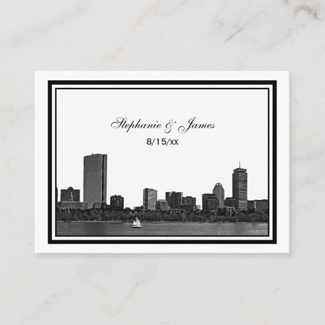 Boston Skyline Etched Framed Escort Cards #2 (Front)