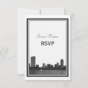 Boston Skyline Etched Framed RSVP Card