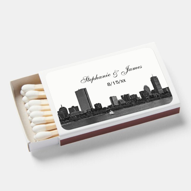 Boston Skyline Etched Matchboxes (Front Open)