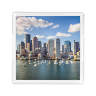 Boston skyline from waterfront acrylic tray