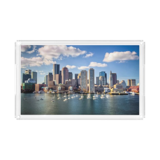 Boston skyline from waterfront acrylic tray (Front)