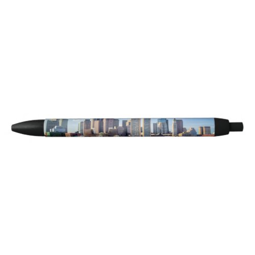 Boston skyline from waterfront black ink pen