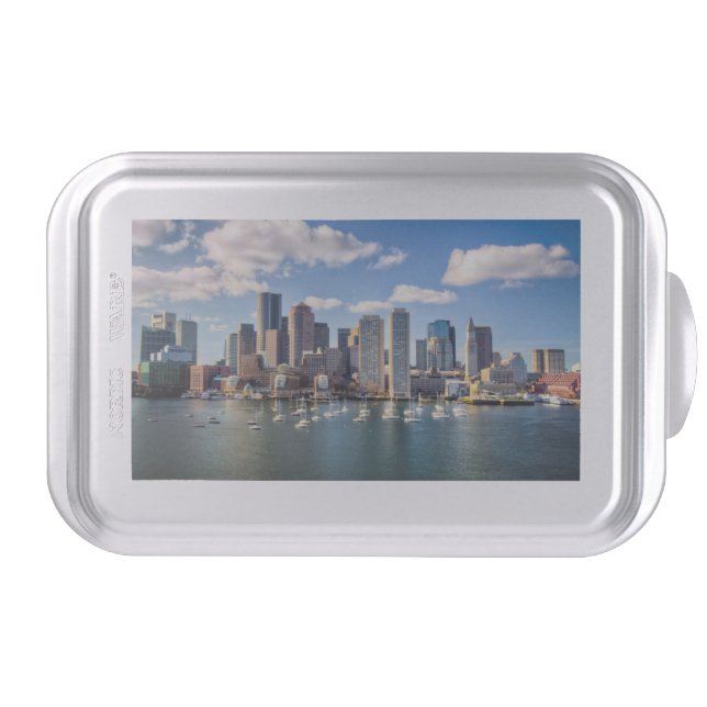 Boston skyline from waterfront cake pan (Front)
