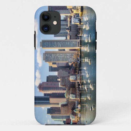 Boston skyline from waterfront iPhone 11 case
