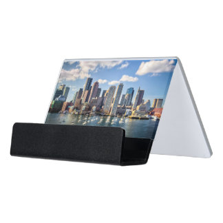 Boston skyline from waterfront desk business card holder