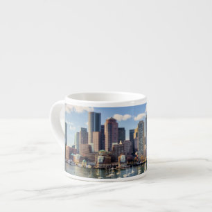 Boston skyline from waterfront espresso cup
