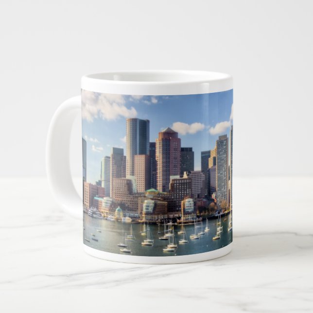 Boston skyline from waterfront giant coffee mug (Front Left)