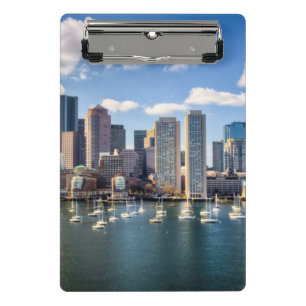 Boston skyline from waterfront mini clipboard