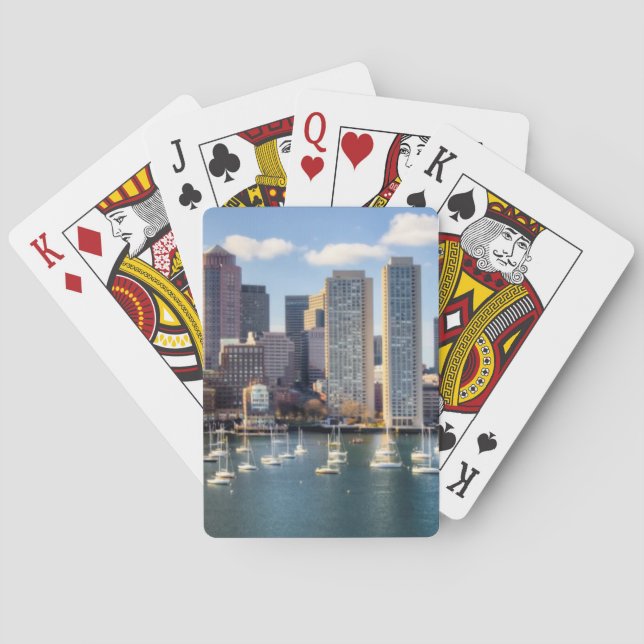 Boston skyline from waterfront poker cards (Back)