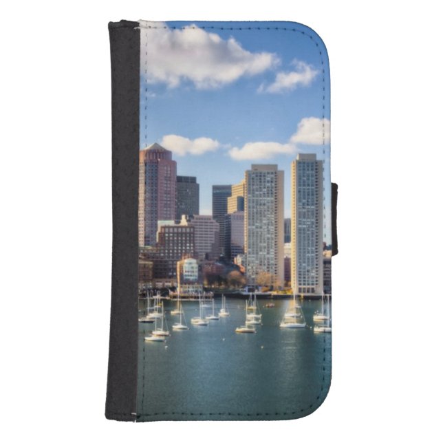 Boston skyline from waterfront samsung galaxy wallet case (Front)