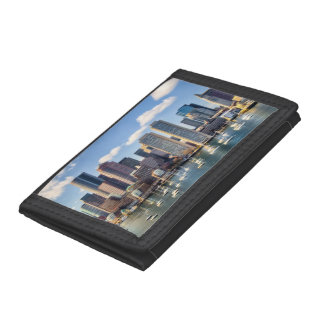 Boston skyline from waterfront trifold wallet