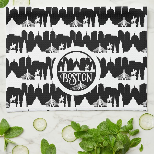 Boston Skyline Kitchen Towel (Folded)