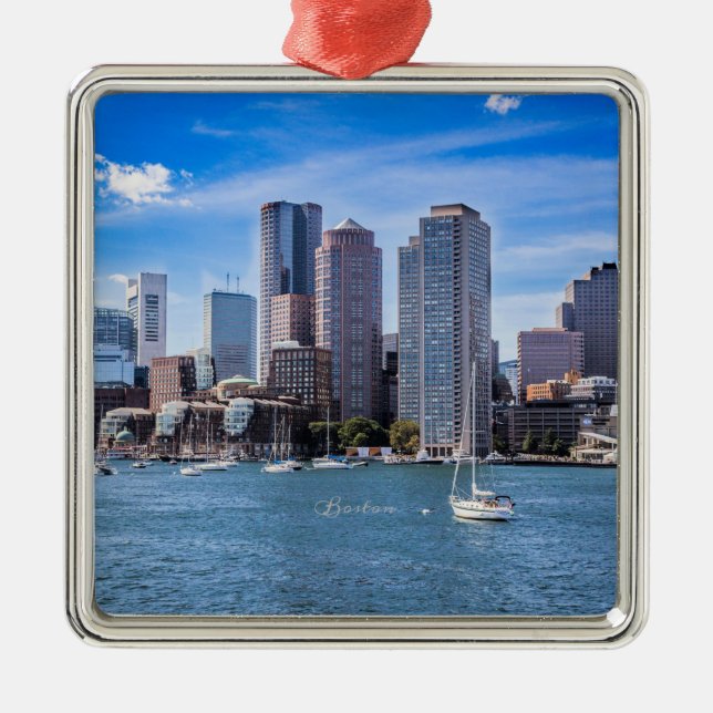 Boston Skyline Metal Ornament (Front)