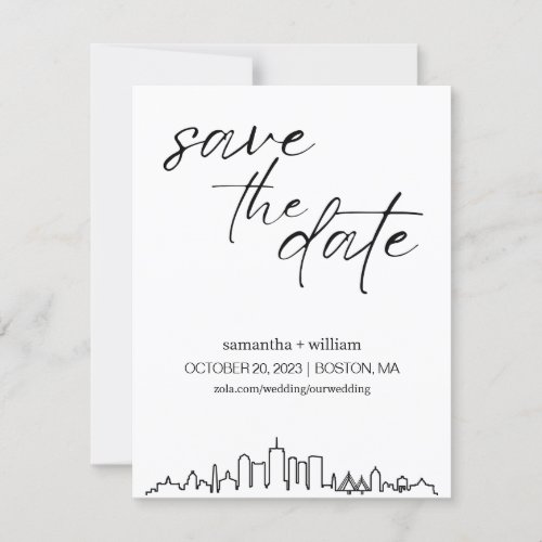 Boston Skyline MINIMALIST Save The Date Invitation