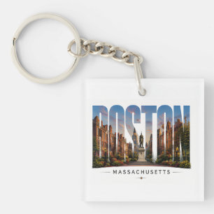 💙 Boston Skyline Modern City Style 💙 Keychain