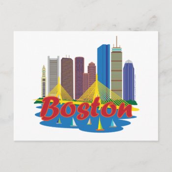 Boston Skyline Postcard by theJasonKnight at Zazzle
