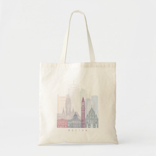 Boston skyline poster Pastel Tote Bag