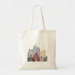 Boston skyline poster tote bag