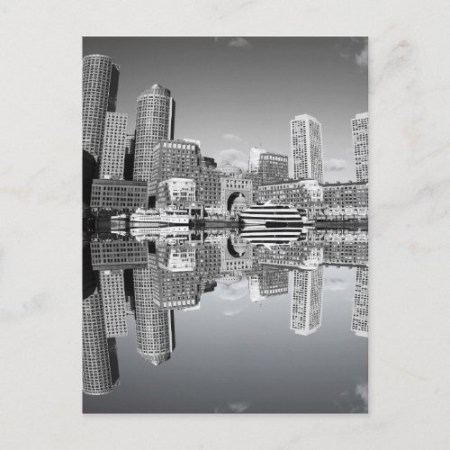 Boston skyline reflection postcard