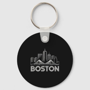 Boston Skyline Retro Vintage City Lovers Keychain