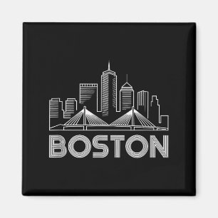 Boston Skyline Retro Vintage City Lovers Magnet
