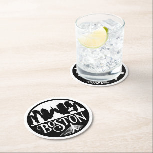 Boston Skyline Round Paper Coaster