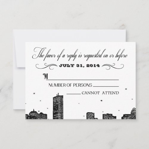 Boston Skyline RSVP card matching invitation