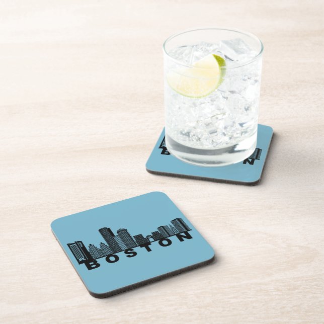 Boston Skyline Silhouette  Beverage Coaster (Right Side)