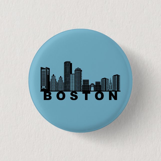 Boston Skyline Silhouette  Button (Front)