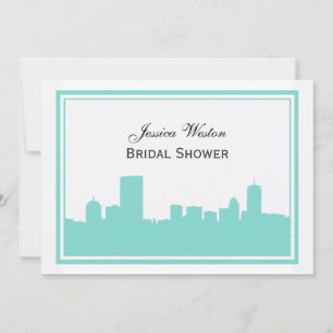 Boston Skyline Silhouette Framed H Bridal Shower Invitation