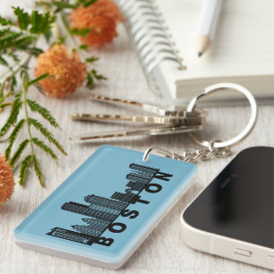 Boston Skyline Silhouette Keychain