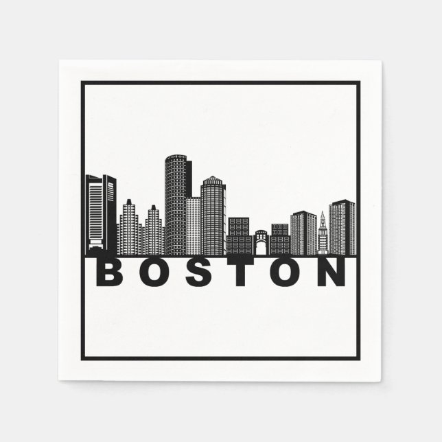 Boston Skyline Silhouette  Napkins (Front)